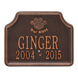 Whitehall Our Kitty Cat Memorial Lawn Personalized Plaque - Antique Copper