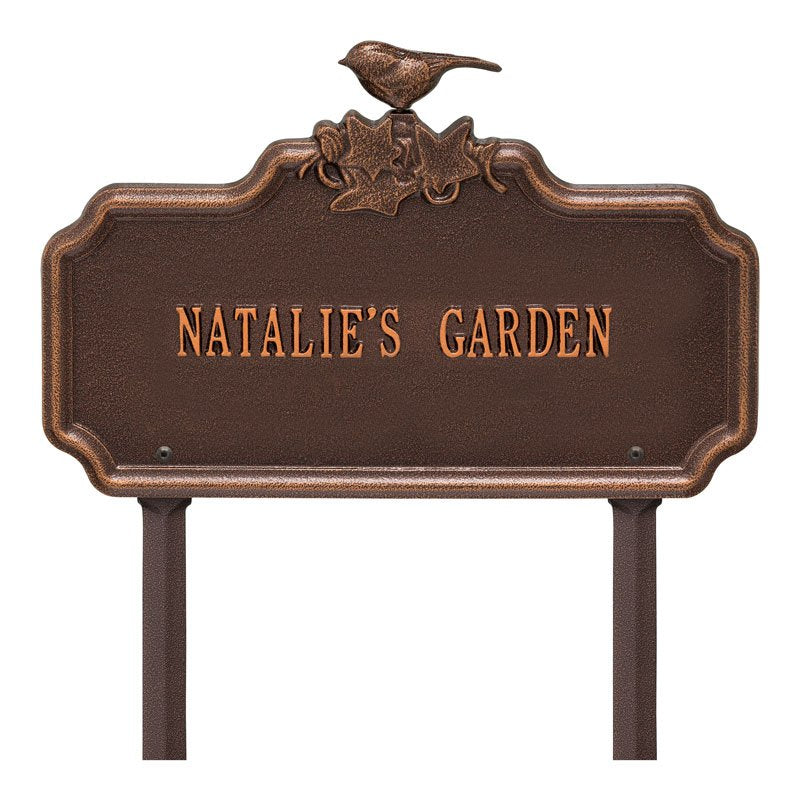 Whitehall Chickadee Ivy Garden 1-Line Lawn Personalized Plaque - Antique Copper