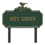 Whitehall Chickadee Ivy Garden 1-Line Lawn Personalized Plaque - Green/Gold