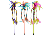 Multipet Cat Wand with Feathers & Ribbon Cat Toy - 17"
