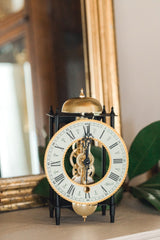 Hermle Kehl Black & Gold Skeleton Mantel Tabletop Clock, 23003000711