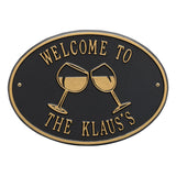 Whitehall Wine Glass Oval Personalized Plaque - Black/Gold