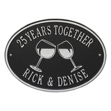 Whitehall Wine Glass Oval Personalized Plaque - Black/Silver