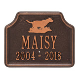 Whitehall Retriever Dog Memorial Lawn Personalized Plaque - Antique Copper