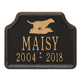 Whitehall Retriever Dog Memorial Lawn Personalized Plaque - Black/Gold