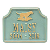 Whitehall Retriever Dog Memorial Lawn Personalized Plaque - Bronze Verdigris
