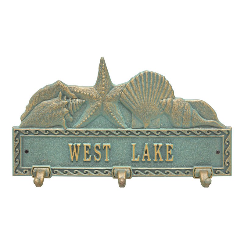 Whitehall Sea Shell Hook Personalized Plaque - Bronze/Verdigris