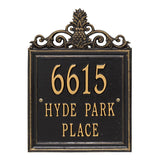 Whitehall Lanai Standard Wall 3-Line Personalized Address Plaque - Black/Gold