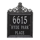 Whitehall Lanai Standard Wall 3-Line Personalized Address Plaque - Black/Silver