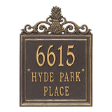 Whitehall Lanai Standard Wall 3-Line Personalized Address Plaque - Bronze/Gold