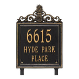 Whitehall Lanai Standard Lawn 3-Line Personalized Address Plaque - Black/Gold