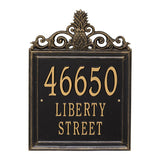 Whitehall Lanai Estate Wall 3-Line Personalized Address Plaque - Black/Gold