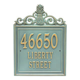 Whitehall Lanai Estate Wall 3-Line Personalized Address Plaque - Bronze/Verdigris
