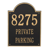 Whitehall Extra Arch Large 3-Line Personalized Commercial Plaque - Black/Gold