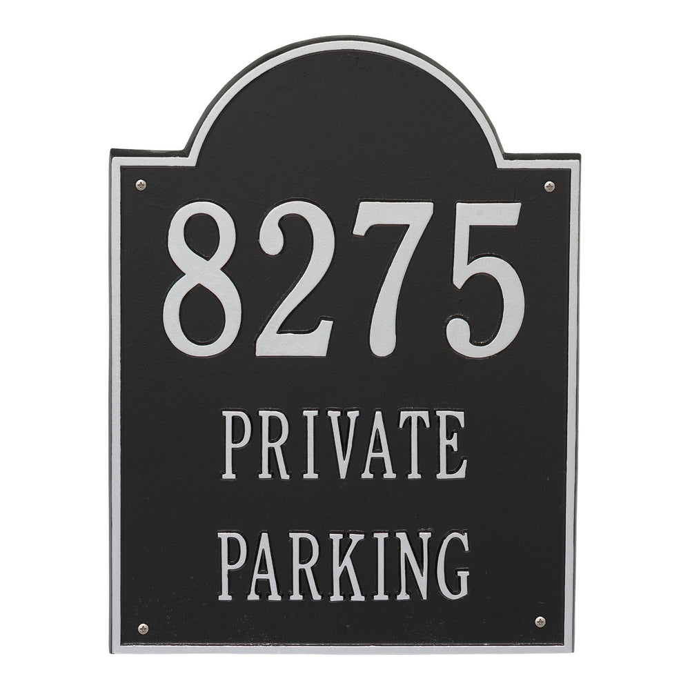 Whitehall Extra Arch Large 3-Line Personalized Commercial Plaque - Black/Silver