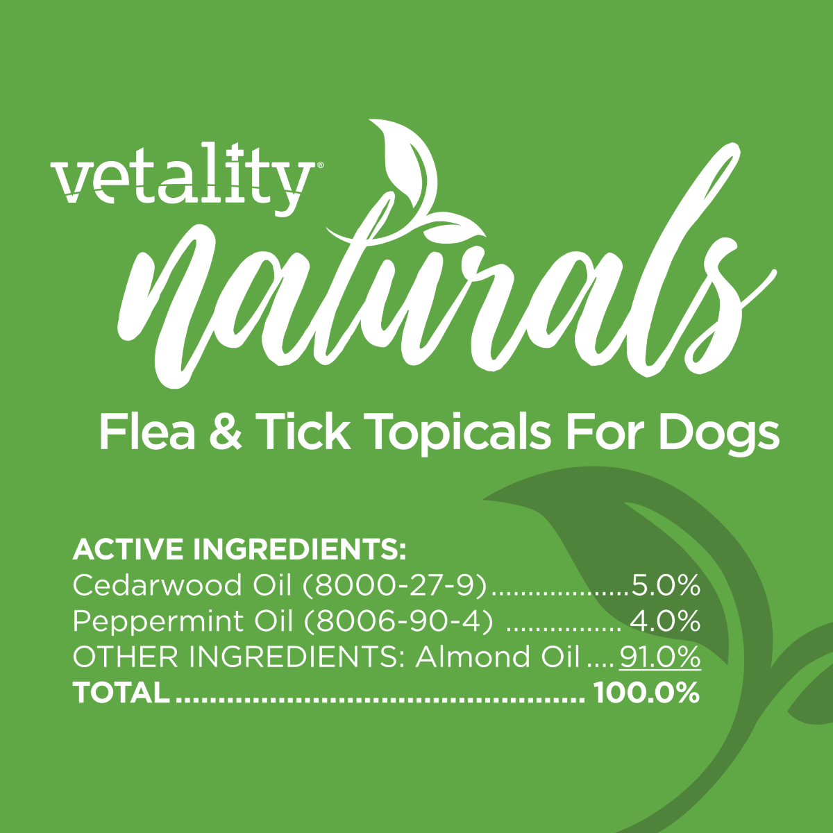 Vetality Naturals Flea & Tick Topicals for Dogs, 3 Doses
