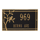 Whitehall Woodridge Bird Standard Wall 2-Line Personalized Address Plaque - Black/Gold