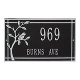 Whitehall Woodridge Bird Standard Wall 2-Line Personalized Address Plaque - Black/Silver