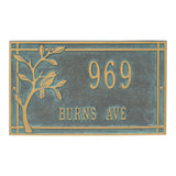 Whitehall Woodridge Bird Standard Wall 2-Line Personalized Address Plaque - Bronze/Verdigris