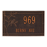 Whitehall Woodridge Bird Standard Wall 2-Line Personalized Address Plaque - Oil-Rubbed Bronze