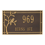 Whitehall Woodridge Bird Standard Wall 2-Line Personalized Address Plaque - Bronze/Gold