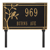Whitehall Woodridge Bird Standard Lawn 2-Line Personalized Address Plaque - Black/Gold