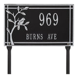 Whitehall Woodridge Bird Standard Lawn 2-Line Personalized Address Plaque - Black/Silver