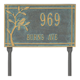 Whitehall Woodridge Bird Standard Lawn 2-Line Personalized Address Plaque - Bronze/Verdigris