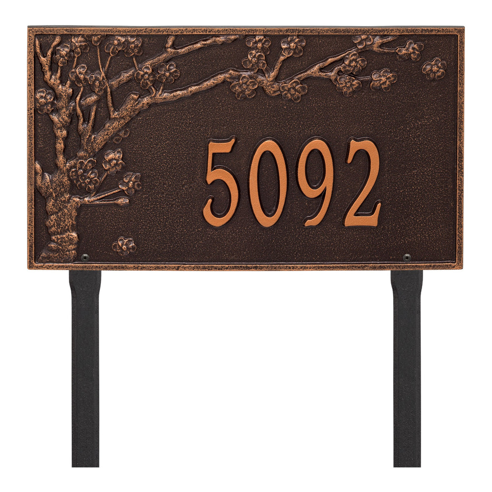 Whitehall Spring Blossom Estate Lawn 1-Line Personalized Address Plaque - Antique Copper