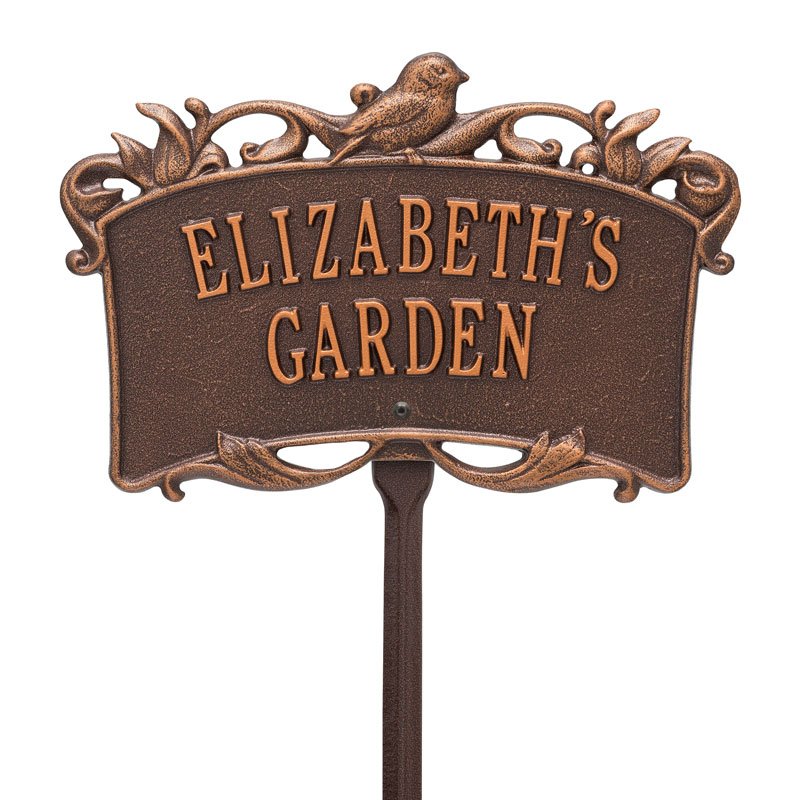 Whitehall Song Bird Garden Lawn Personalized Plaque - Antique Copper