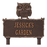 Whitehall Owl Garden Lawn Personalized Plaque - Antique Copper