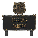 Whitehall Owl Garden Lawn Personalized Plaque - Black/Gold