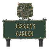 Whitehall Owl Garden Lawn Personalized Plaque - Green/Gold