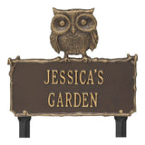 Whitehall Owl Garden Lawn Personalized Plaque - Bronze/Gold