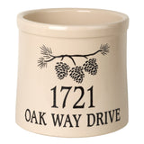 Whitehall Pine Bough 2 Gallon Stoneware Personalized Crock - Bristol Crock, Black Engraving