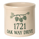 Whitehall Pine Bough 2 Gallon Stoneware Personalized Crock - Bristol Crock, Green Engraving