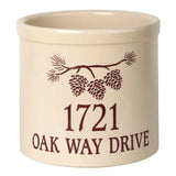 Whitehall Pine Bough 2 Gallon Stoneware Personalized Crock - Bristol Crock, Red Engraving