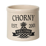 Whitehall Pineapple Established / Welcome 2 Gallon Personalized Crock - Black Engraving/Bristol Crock