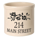 Whitehall Dogwood Branch 2 Gallon Stoneware Personalized Crock - Bristol Crock, Black Engraving