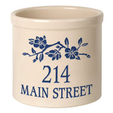Whitehall Dogwood Branch 2 Gallon Stoneware Personalized Crock - Bristol Crock, Blue Engraving