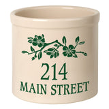 Whitehall Dogwood Branch 2 Gallon Stoneware Personalized Crock - Bristol Crock, Green Engraving
