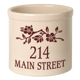 Whitehall Dogwood Branch 2 Gallon Stoneware Personalized Crock - Bristol Crock, Red Engraving