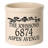 Whitehall Dogwood 2 Gallon Stoneware Personalized Crock - Bristol Crock, Black Engraving
