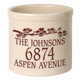 Whitehall Dogwood 2 Gallon Stoneware Personalized Crock - Bristol Crock, Red Engraving