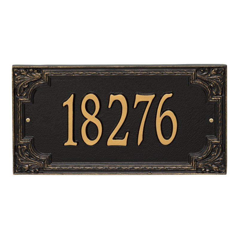 Whitehall Penbrook Signature Grande Wall 1-Line Personalized Address Plaque - Black/Gold