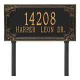 Whitehall Penbrook Signature Grande Lawn 2-Line Personalized Address Plaque - Black/Gold