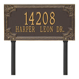 Whitehall Penbrook Signature Grande Lawn 2-Line Personalized Address Plaque - Bronze/Gold