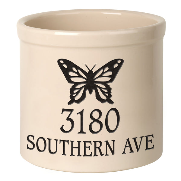 Whitehall Products Whitehall Butterfly Address 2 Gallon Stoneware Personalized Crock