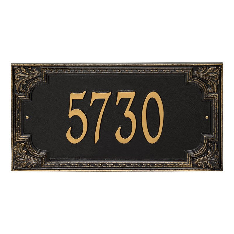 Whitehall Penbrook Signature Extra Grande Wall 1-Line Personalized Address Plaque - Black/Gold