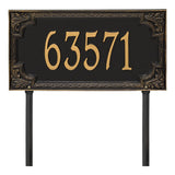 Whitehall Penbrook Signature Extra Grande Lawn 1-Line Personalized Address Plaque - Black/Gold
